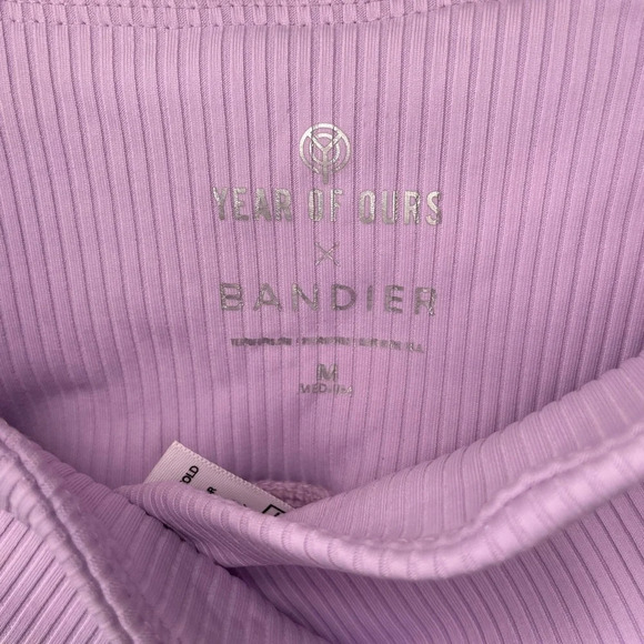 Years of Ours x Bandier Womens Crossover Ribbed Leggings Size Medium Lavender - Picture 4 of 9